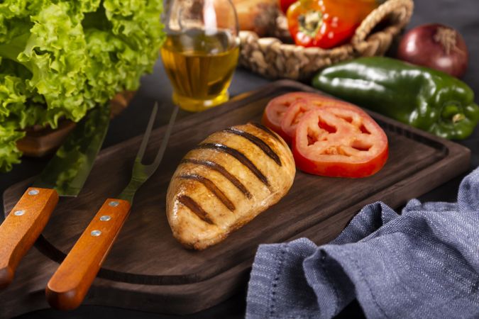 Tasty grilled chicken with salad.