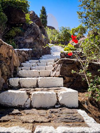 Stone steps to hilltop chapel