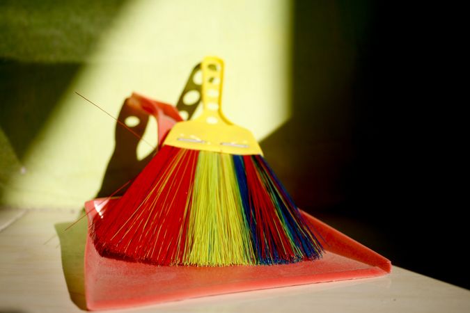 Dustpan with rainbow brush