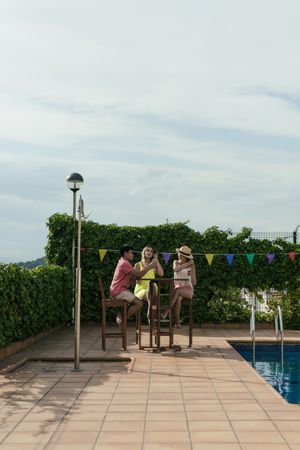 Group of friends drinking sangria on the terrace