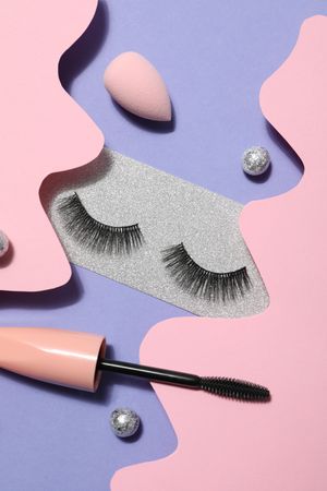 concept of cosmetology tools and beauty treatment, false eyelashes