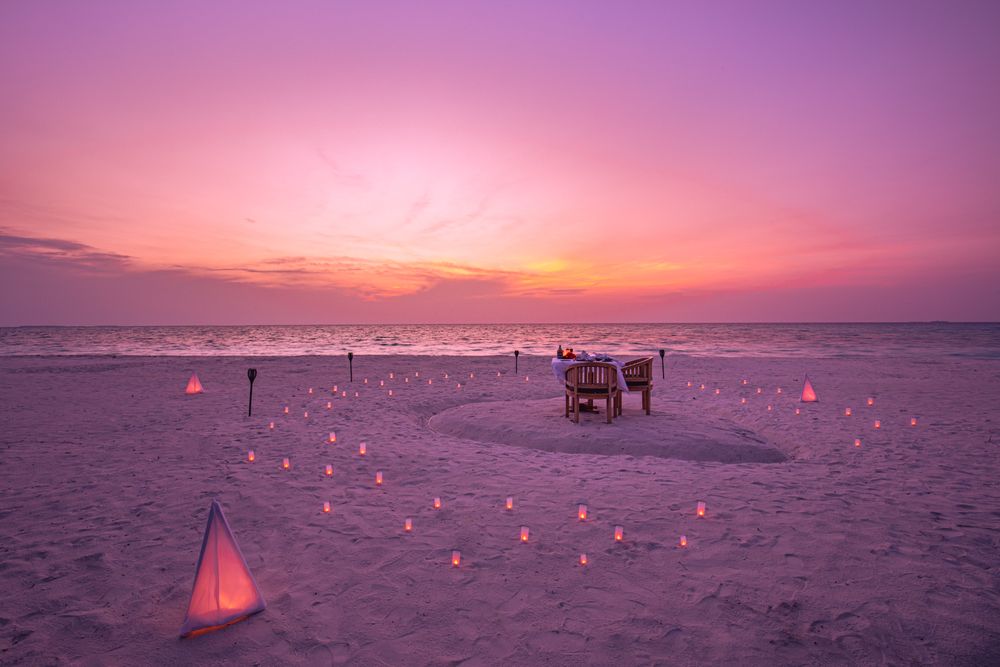 Romantic beach setting for dinner