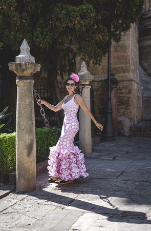 Erratic woman in flamenco dress