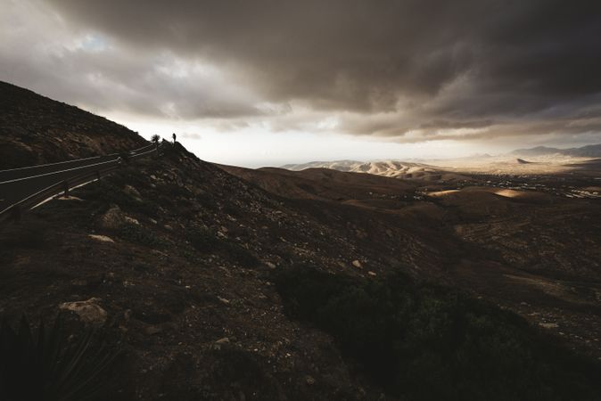 A road along a rugged landscape