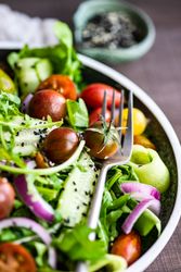 Fresh vegetable salad with cherry tomatoes for lunch