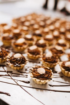 Delicious desserts with nuts and caramel