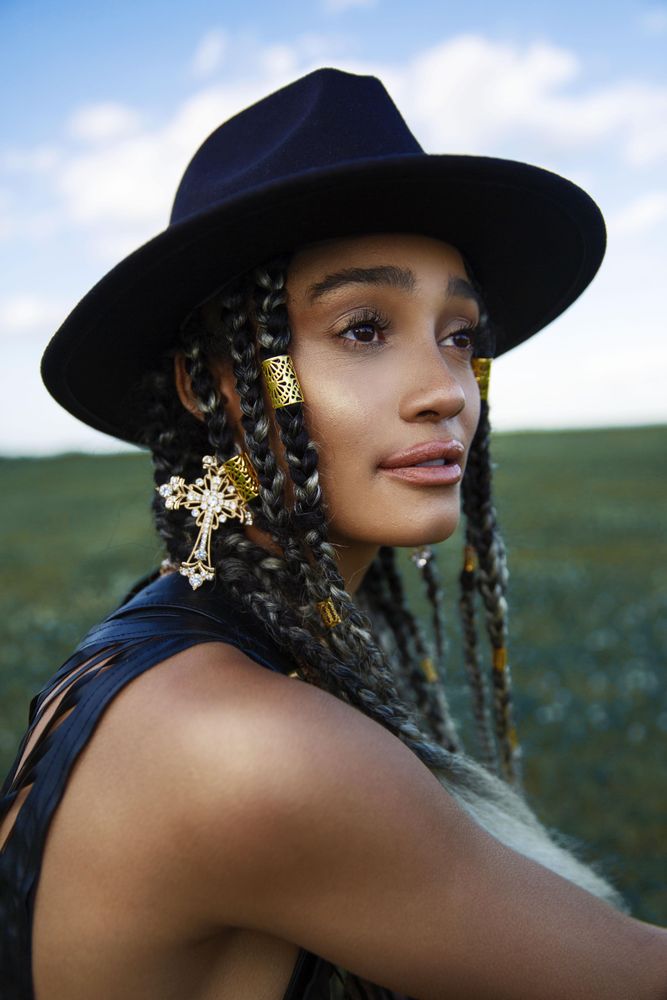 Portrait of woman with bohemian style