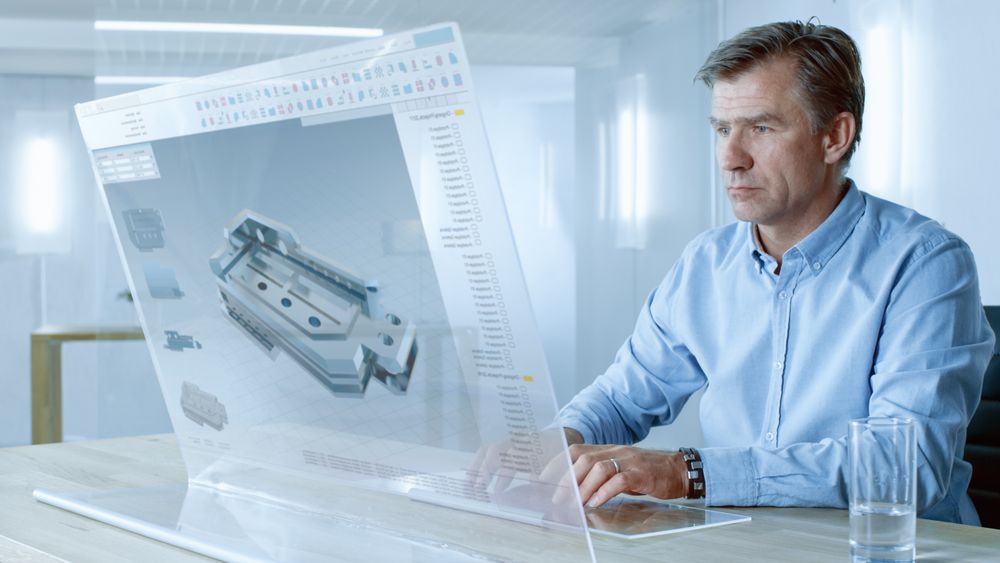In the Near Future Professional Engineer Works on Transparent Computer Display
