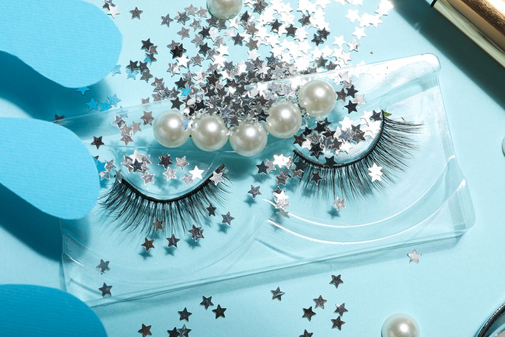 False eyelashes, concept of different makeup accessories