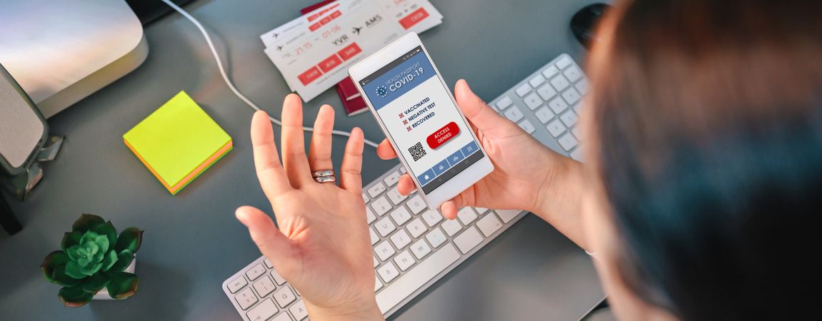 Woman in a travel agency booking a trip looking at the denied co
