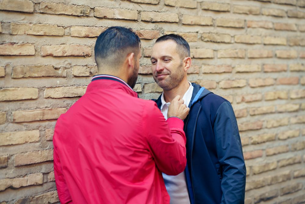 LGBTQIA couple in a romantic moment on the street