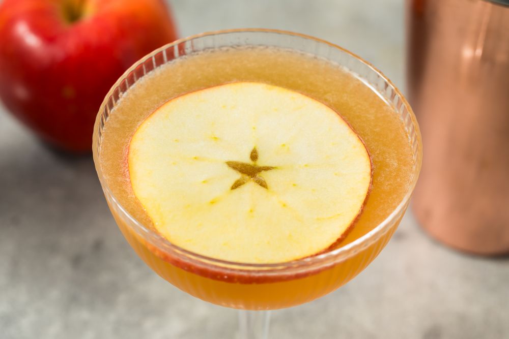 Boozy Cold Autumn Apple Cider Martini Cocktail