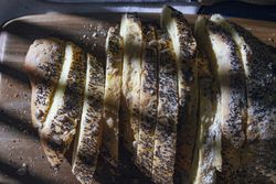 Neatly sliced bread for breakfast