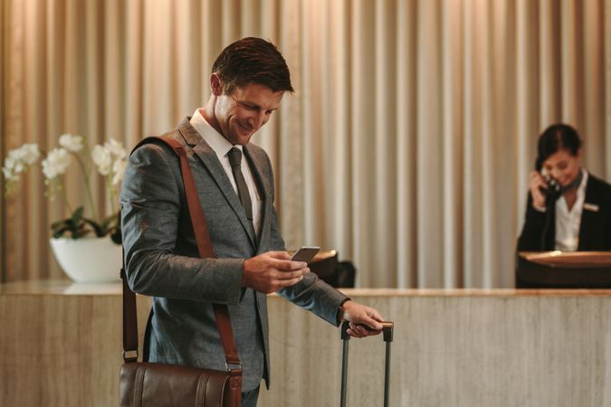 Business traveler arriving at his hotel