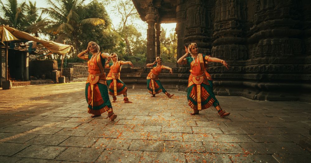 Dramatic Performance Done by an Indian Women Practicing the Art of Bharatanatyam in an Ancient Temple.