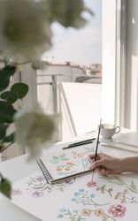 Person drawing flowers with watercolor