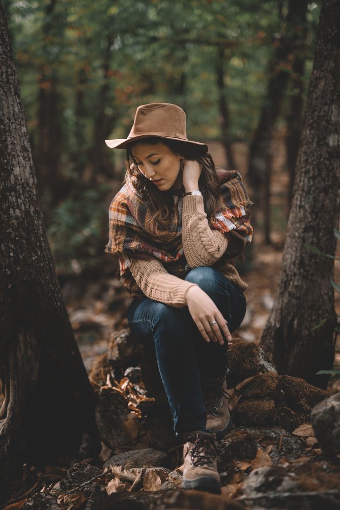 Young woman relaxing in forest