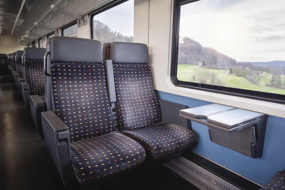 Train interior with empty seats