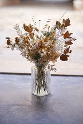 Bouquet of dried flowers on terrace