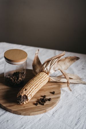 Corn and spice on table