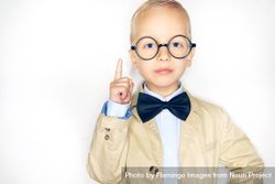 Clever blond boy in glasses and bow tie 42QMx5