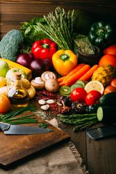 Cooking ingredients and utensils on table