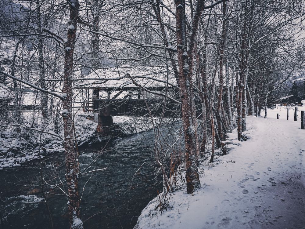 Side view of wooden Bridge off Gsteigstrasse, in Bern Switzerland