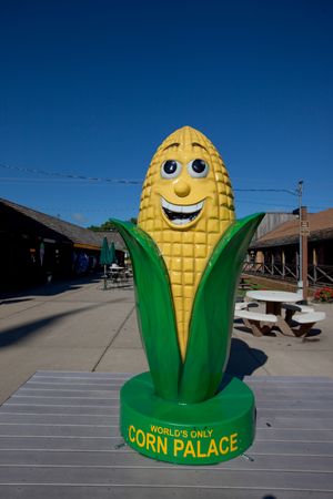 Smiling corn figure, Corn Palace, Mitchell, South Dakota