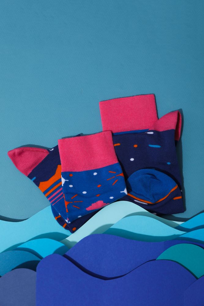 Concept of clothes for legs - socks, space for text