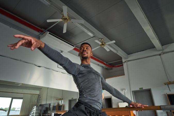 dancer in a warm-up and dancing in a ballet class