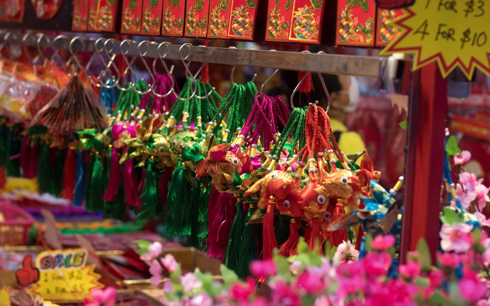Pink and green hanging decoration
