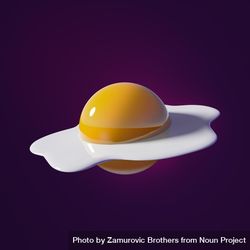 Planet Saturn as an egg on purple background bGWABb