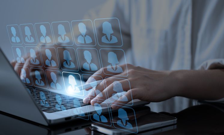 Businessman Selects Key Player Via Hologram