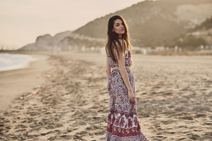 Woman with dress at the beach