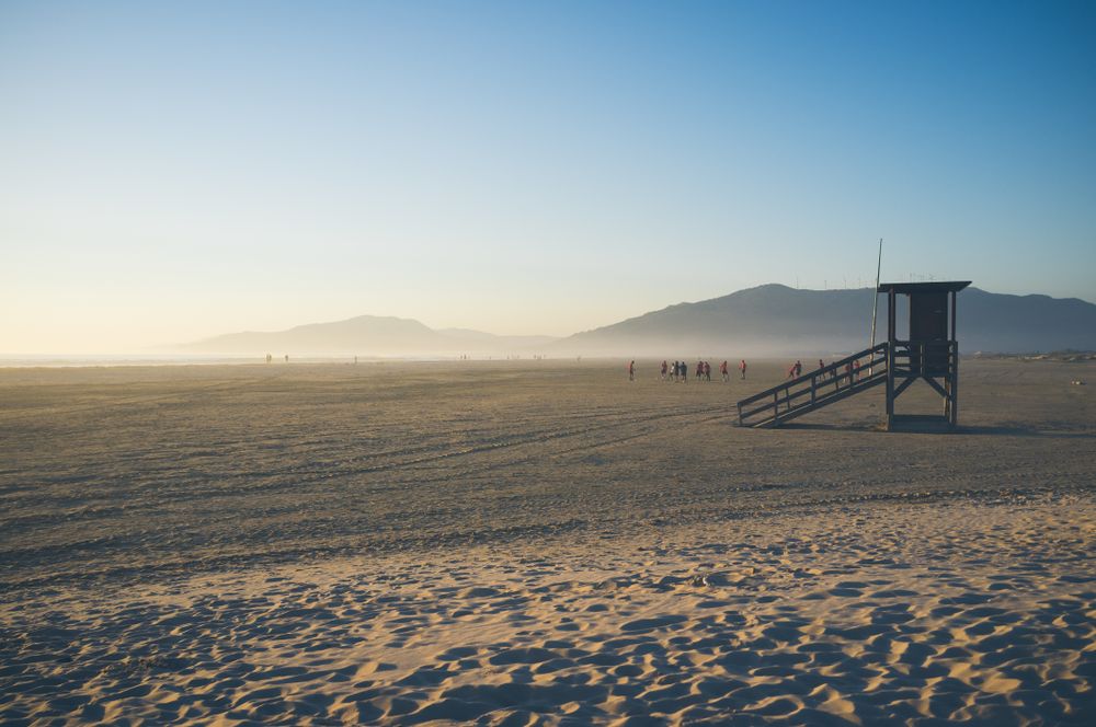 Lifesaver cabin on sandy beach
