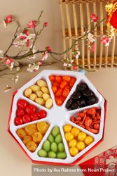 Candied fruit for Chinese New Year celebration, vertical 5rdJdb