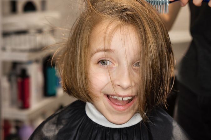 Excited Child Model Bob Short Haircut