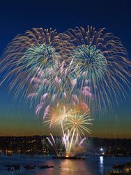 Firework display on the lake