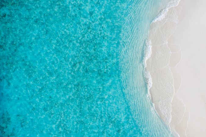 Overhead shot of a clear blue tropical beach