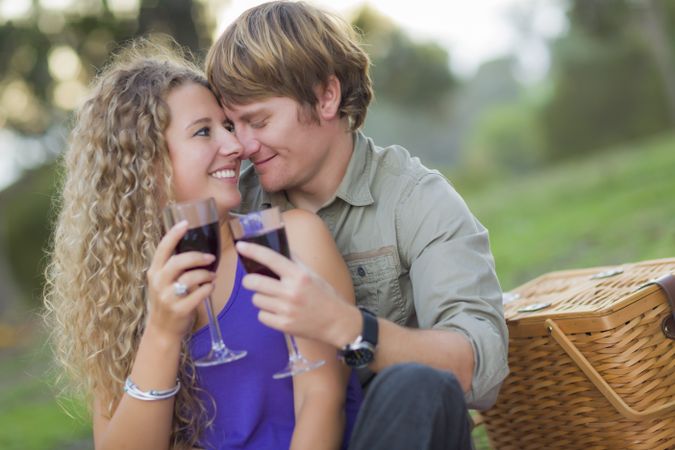 A Couple Enjoying A Glass Of Wine in the Park