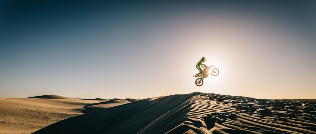 Motocross rider in midair during a ride