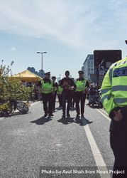 London, England, United Kingdom - April 19th, 2019: Police walk with protestor 41lA85