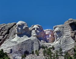 Classic view of Mount Rushmore aerial view, Keystone, South Dakota