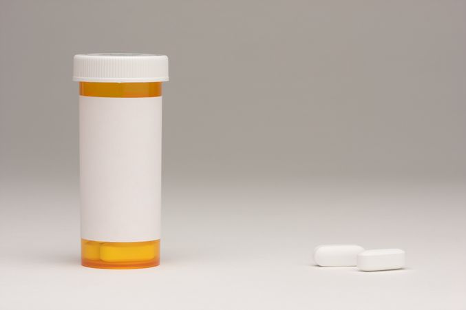 Blank Prescription Bottle & Pills