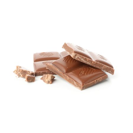 Tasty chocolate pieces isolated on blank background