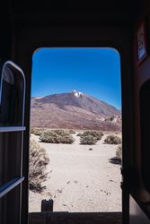 View of mountain from camping car