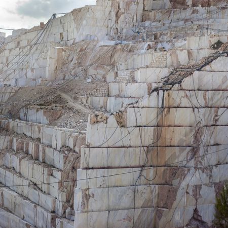 Steps in rough stone quarry