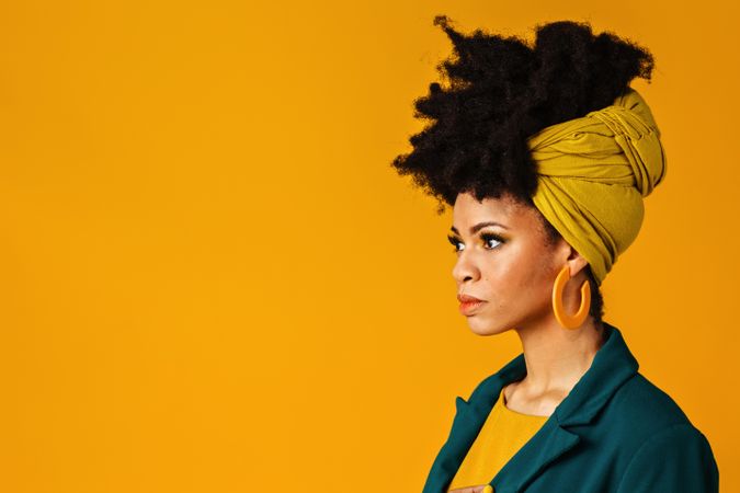 Portrait of Black woman in head wrap