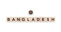 Wooden blocks bearing the name and flag of Bangladesh. Bangladeshi and Asian Culture, national identity, travel, and geography in a copy space design.