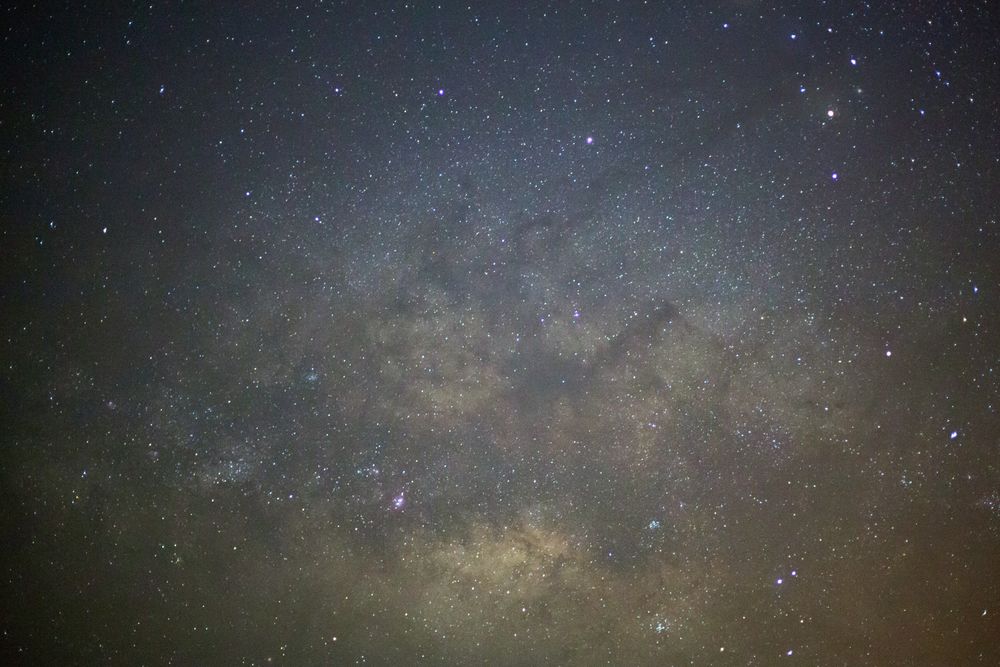Close-up of Milky Way Galaxy, Long exposure photograph, with grain